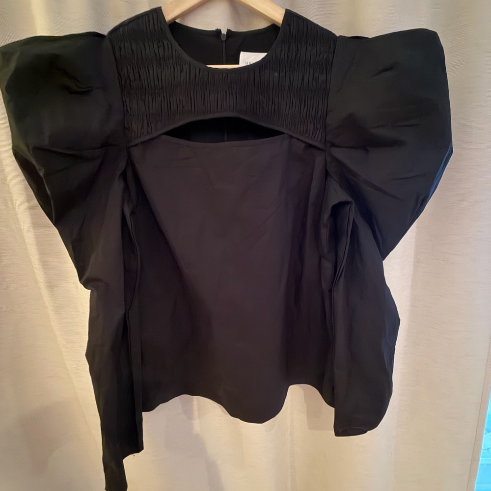 Tuckernuck Hyacinth House Black Keyhole Beckett Blouse Long Sleeve Sz  L new